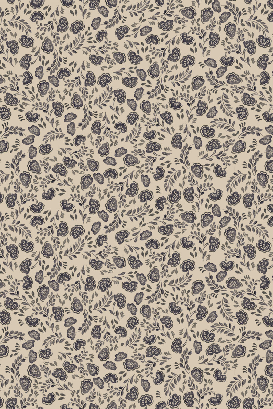 Annabelle Charcoal Wallpaper cream background and dark grey floral pattern