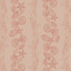 Bonnie Red wallpaper with seaside theme and shells and seaweed design on a light pink background
