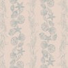 Bonnie Teal wallpaper with seaside theme and shells and seaweed design on a cream background