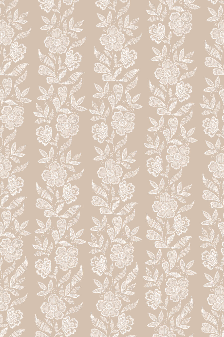 Dilys Plaster Wallpaper beigebackground with cream flower and leaf pattern