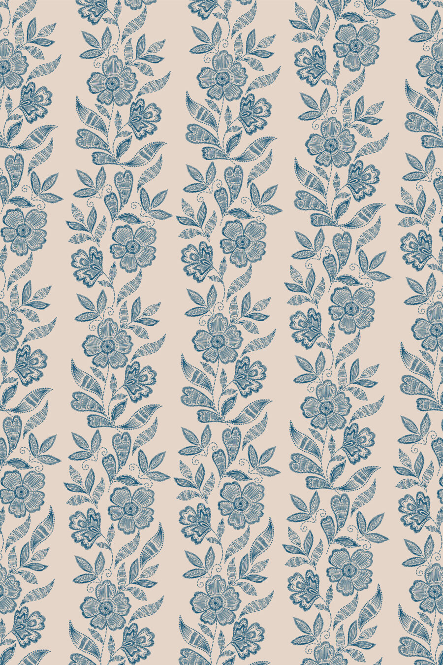 Dilys Teal Wallpaper natural dark background with dark blue flower and leaf pattern