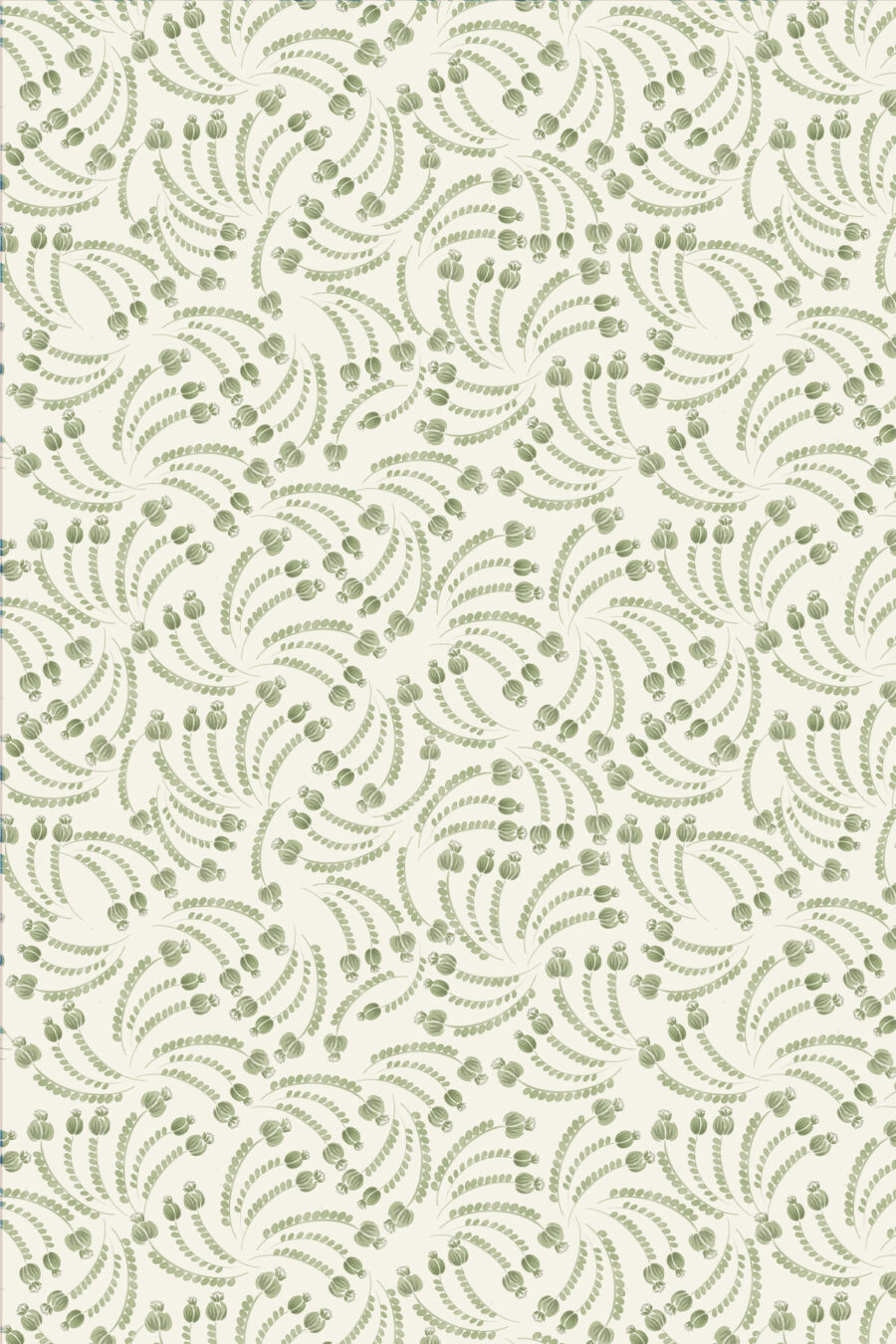 ELSIE LICHEN wallpaper cream background with light green abstract floral pattern