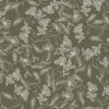 Elena Dark Green Wallpaper with a stricking white cream floral design