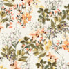 Iris of-white wallpaper with pink cream green and orange floral design