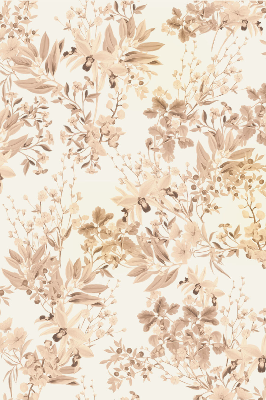 Iris Stone wallpaper with beige and cream floral design