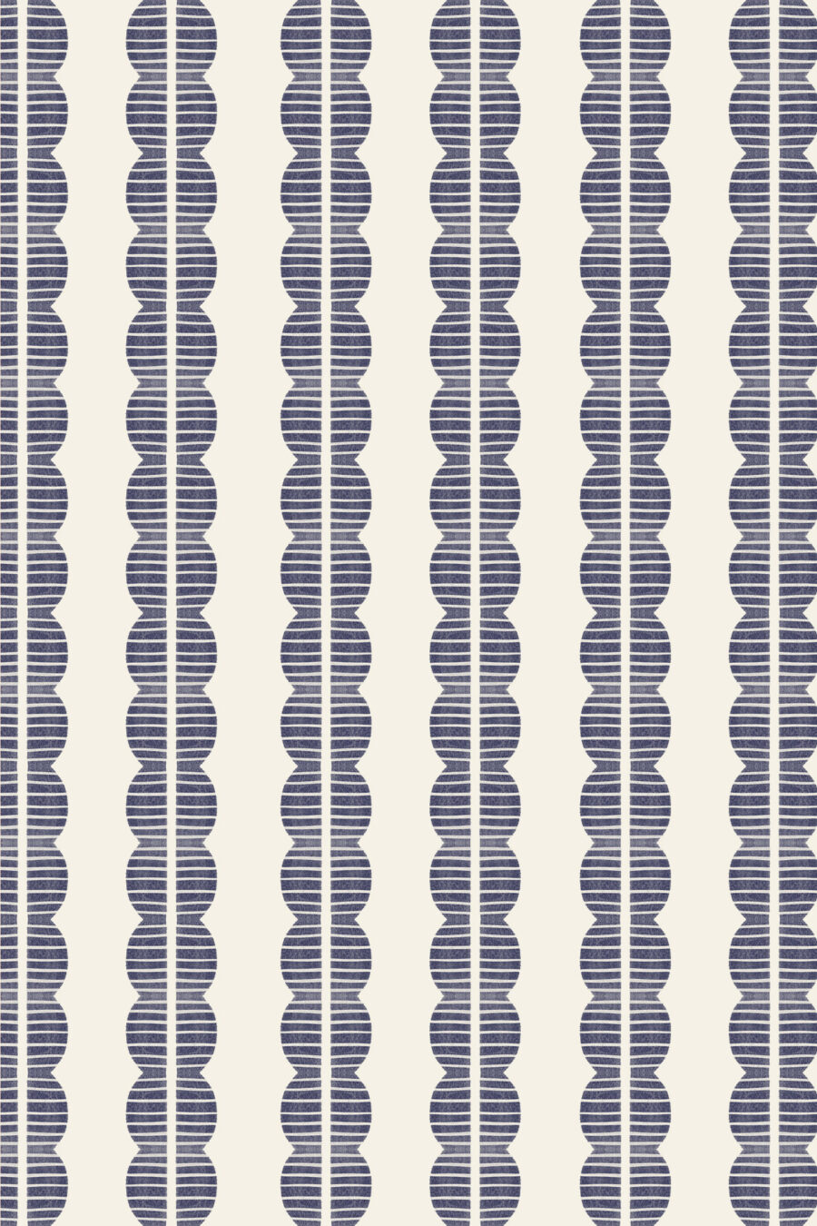 Rosalie Navy Wallpaper with cream background and navy green repeating abstract pattern