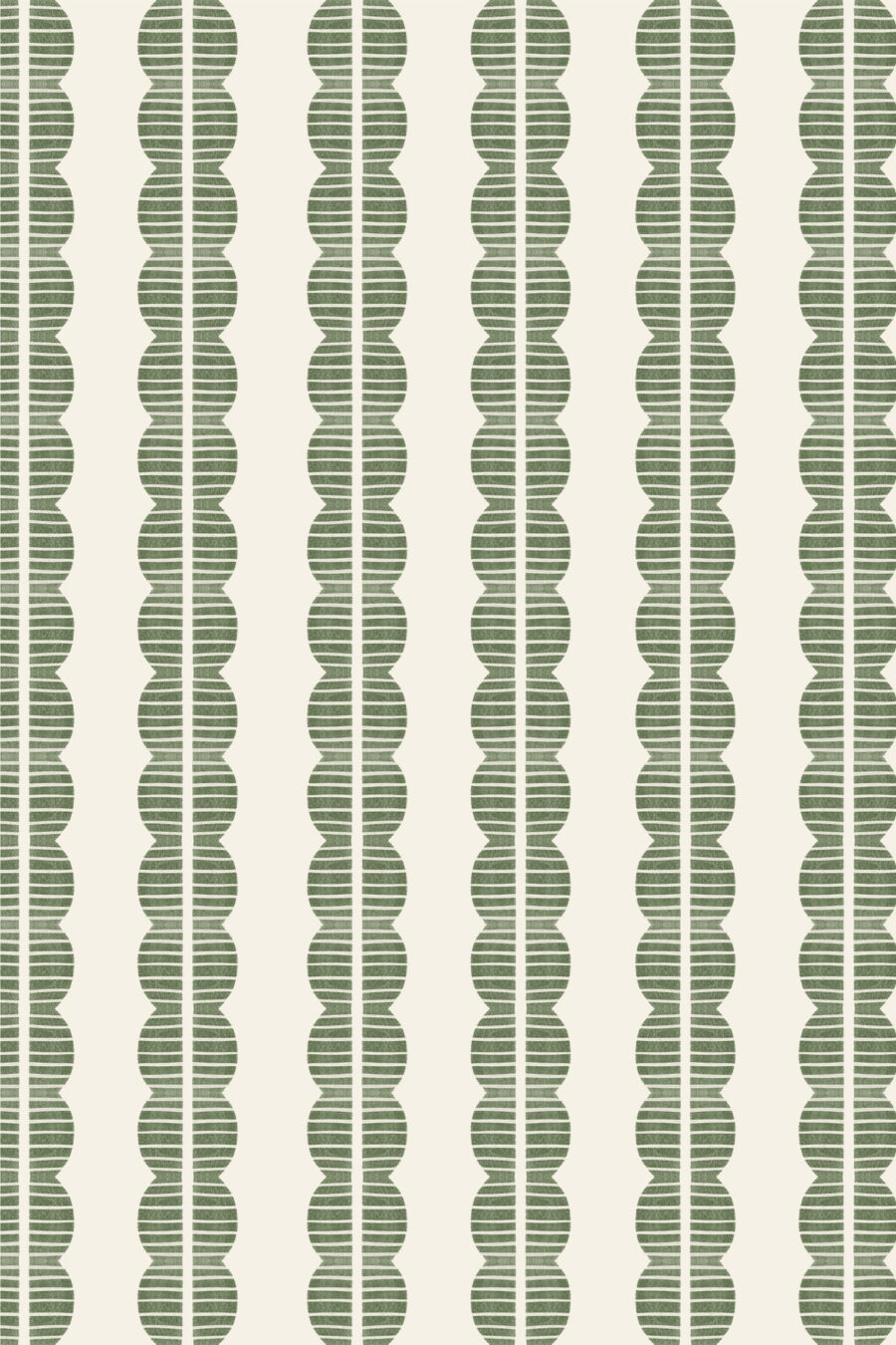 Rosalie Soft Green Wallpaper with cream background and olive green repeating abstract pattern