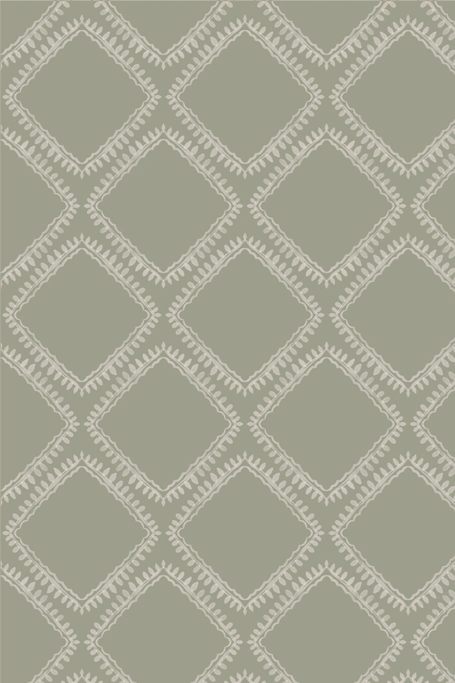 florence lichen wallpaper olive green background with cream handdrawn pattern