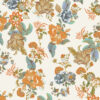 Lottie off white wallpaper with orange blue and green floral design