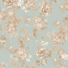 lottie pebble wallpaper on a delicate eggshell blue with gold, beige and cream flowers