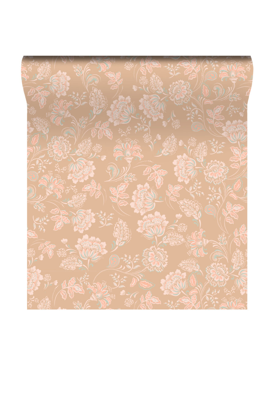 Beigey pink Amelie wallpaper with delicare cream and light pink and green floral detail