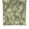 Dark green Iris wallpaper with light green and cream floral design