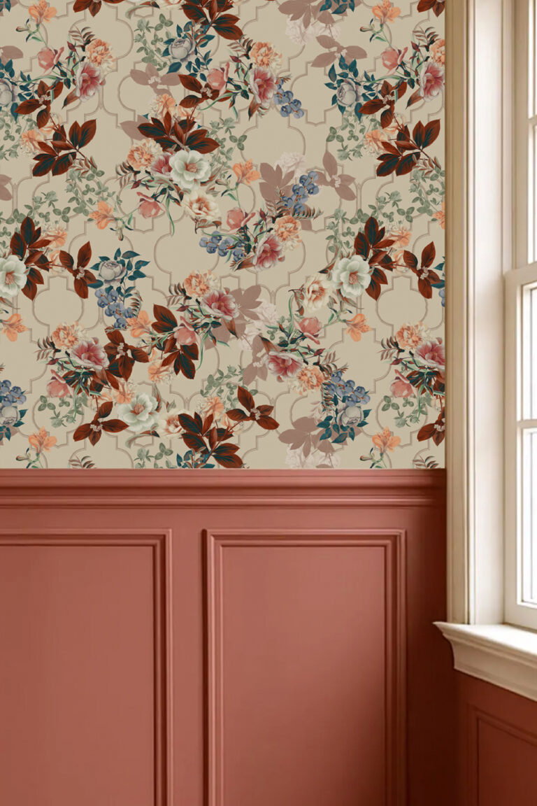 Orla Light Wallpaper Red Panelling