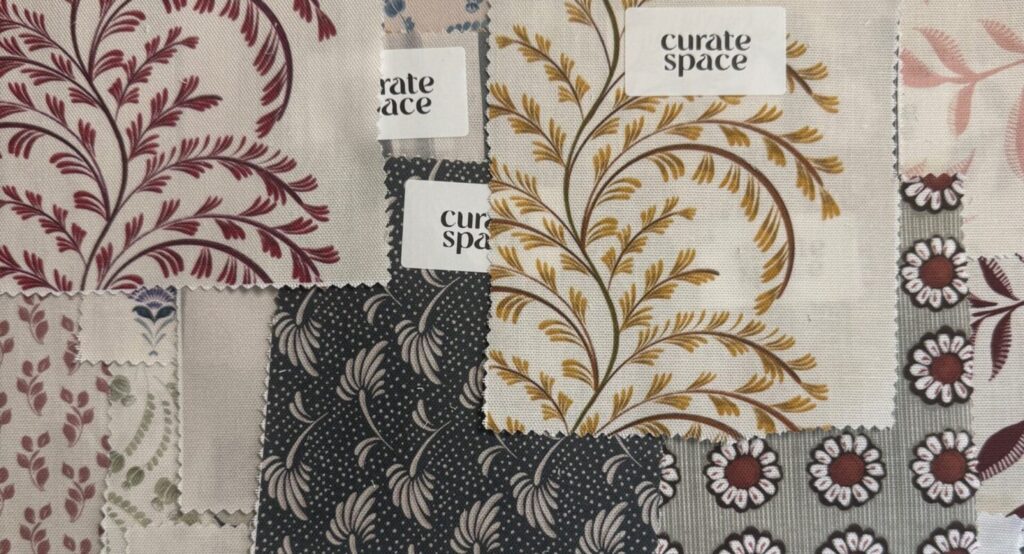 Fabric Samples by bespoke fabric design London based Curate Space