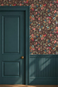 freya brown door ws dark floral brown wallpaper